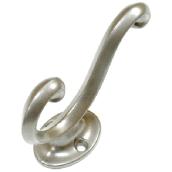 Richelieu Classic Metal Hooks - 1 9/64-in W x 3 45/64-in H Backplate- Matte Nickel - Double Hook - 22-lbs Load Capacity