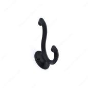 Richelieu Wall Mounted Hook - 3 23/32-in L x 1 5/32-in - Black - Mounting Hardware Included