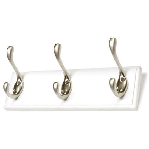 Richelieu Utility Hook Rack - Metal - Matte-Nickel - White Wood Board