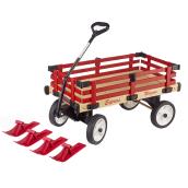 Chariot/traîneau en bois, 2 en 1, rouge