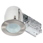 Luminaire encastré Bazz, 4,5 po de diamètre, chrome brossé, DEL GU10 7 W, modulable et pour conversion, endroits humides