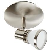 Bazz Accent Flush-Mount Ceiling Light with Pivoting Head - Dry Rated - Brushed Steel Finish - LED GU10 Pin Base