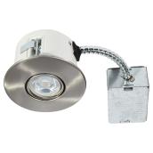 Bazz Dimming Recess Light for Interior Retrofit - Brushed Steel Trim Kit - 310ATLAB Series - Integrated 7-Watt LED