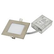 Luminaire DEL Slim encastré Bazz à intensité variable, forme carrée, 4,5 po, 11 W, acier brossé