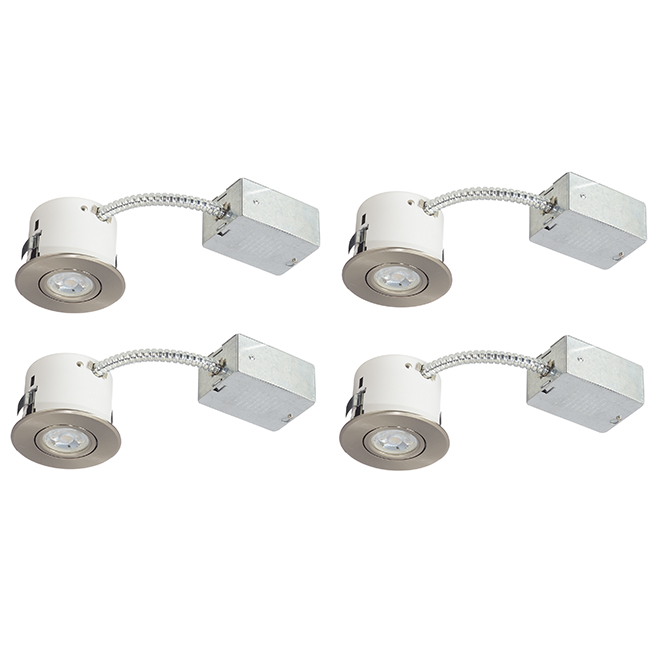 Recessed Lights - 7W LED - 3 3/8" - Brushed Steel - 4/Pk