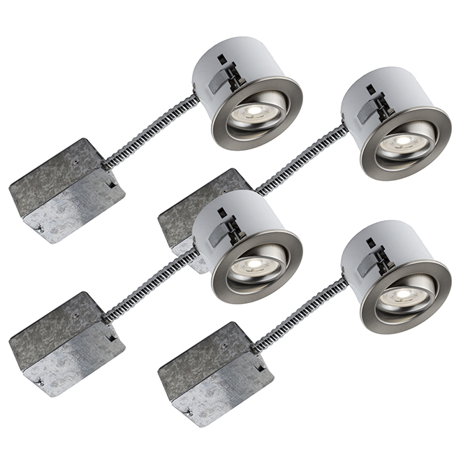 Flex Dimmable Recessed Lights - 7 W LED - Brushed Steel - 4/PK