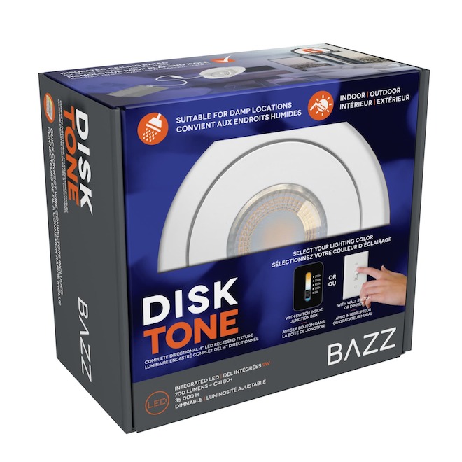 BAZZ 9 W 4-in Matte White LED Eyeball Spotlight - 4 CCT