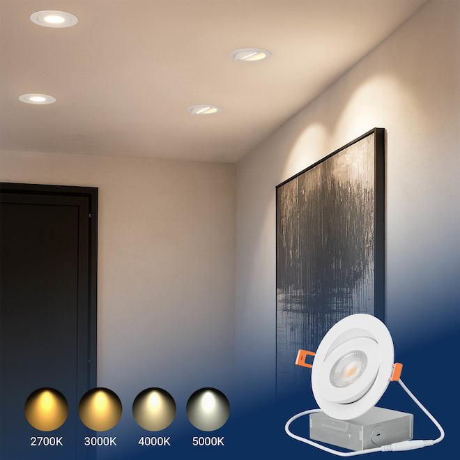 BAZZ 9 W 4-in Matte White LED Eyeball Spotlight - 4 CCT