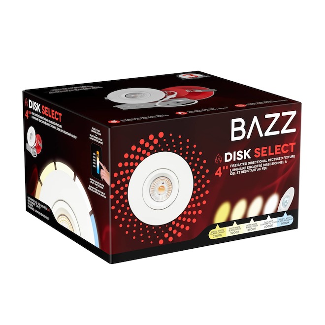 BAZZ 4-in 11 W Round Directional Recessed LED Light and Fire Rated - White