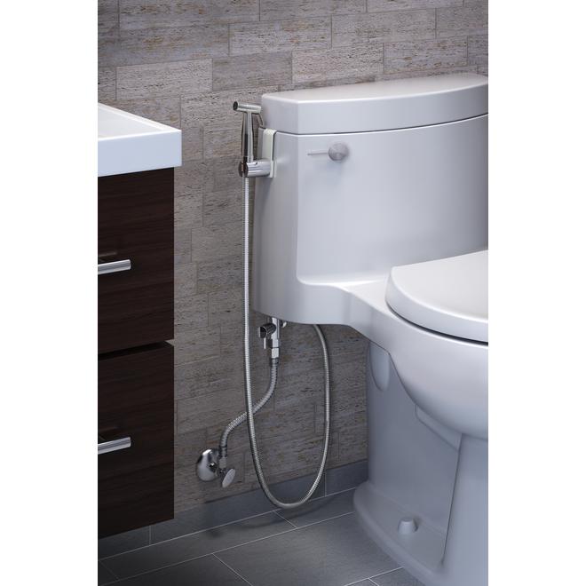 Brondell CleanSpa Handheld Bidet - Chrome Finish - Wall/Toilet Mount - 47-in L Metal Hose