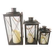 Lanternes à bougie en plastique, noir, ensemble de 3 pièces