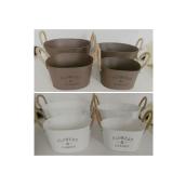 Jardinière en forme de seau, métal, couleurs variées, jeu de 4