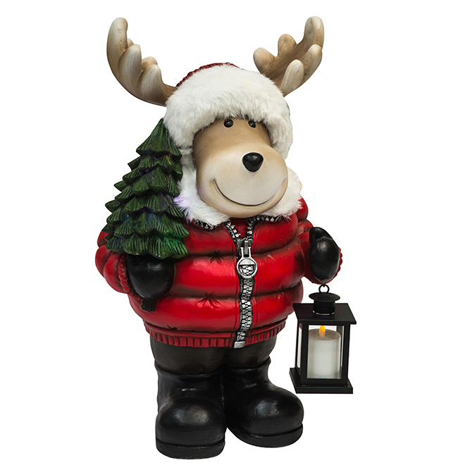 Christmas Moose With Lantern And Tree 28 X 16 49426 Rona