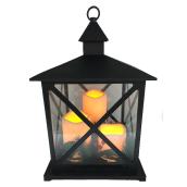 Lanterne traditionnelle avec 3 chandelles DEL, noir