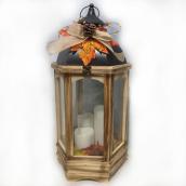 Haunted Living Decorative Lantern with LED Light - Halloween/Thanksgiving - Metal