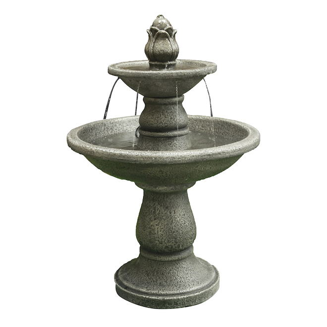 Style Selections Infinity 2 Tier Outdoor Fountain With Pedestal 21 85 In Cement Grey 19323 Rona - Outdoor Wall Water Fountain Canada