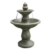 Infinity 2-Tier Outdoor Fountain with Pedestal - 21.85-in - Cement - Grey