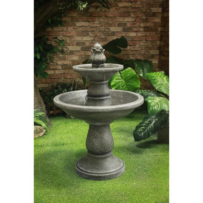 Fontaine extérieure Infinity Style Selections à 3 niveaux avec bol, 21,85  po, résine, gris 19622