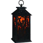 Holiday Living Halloween Lantern Lighted Black and Orange 12-in