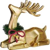 Holiday Living Reindeer Centerpiece Resine Gold 9.25-in