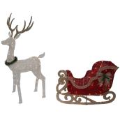 Celebrations by L&CO Lighted Reindeer and Sleigh 47.24-in