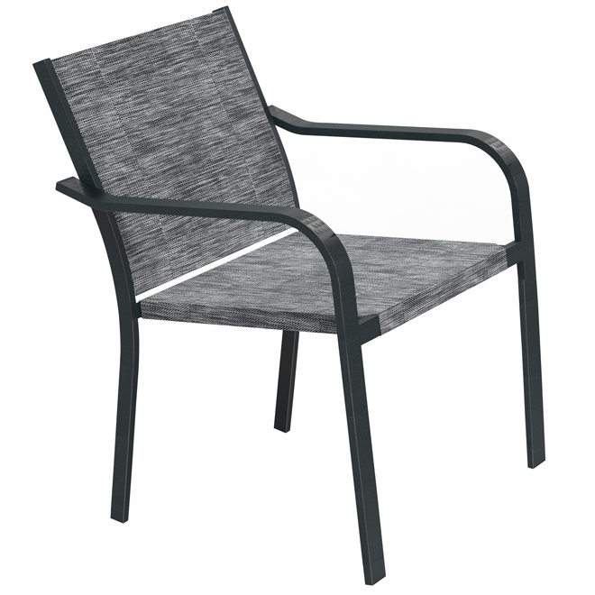 Landon & Co. Stackable Patio Chair with Black Steel and Grey Seat