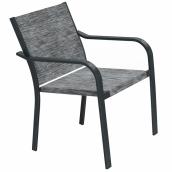 Landon & Co. Stackable Patio Chair with Black Steel and Grey Seat
