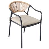 Landon & Co. Stackable Dining Chair with Wicker Backseat and Beige Cushion