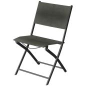 Landon & Co. Black and Grey Textilene Steel Folding Patio Chair