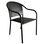 Landon & Co. Stackable Patio Chair with Steel Frame and Rattan Seat - Black