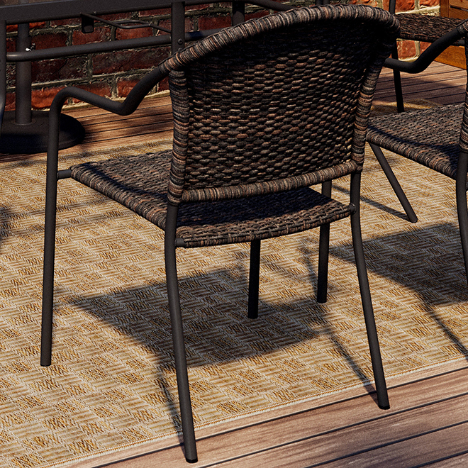 Landon & Co. Brown Woven Wicker and Matte Black Frame Stackable Patio Chair