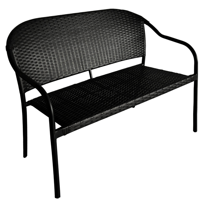 Landon & Co. Stackable Loveseat with Steel Frame and Rattan Seat - Black