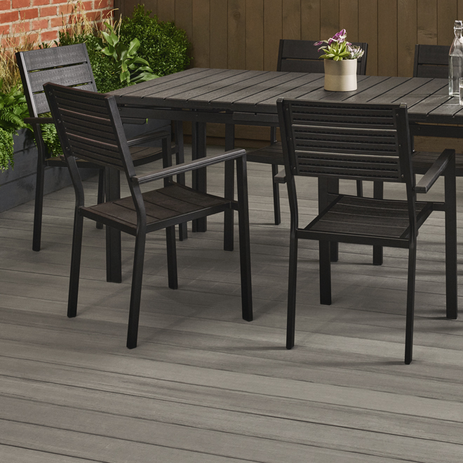 Landon & Co. Stackable Patio Chair with Wood Slats - Black