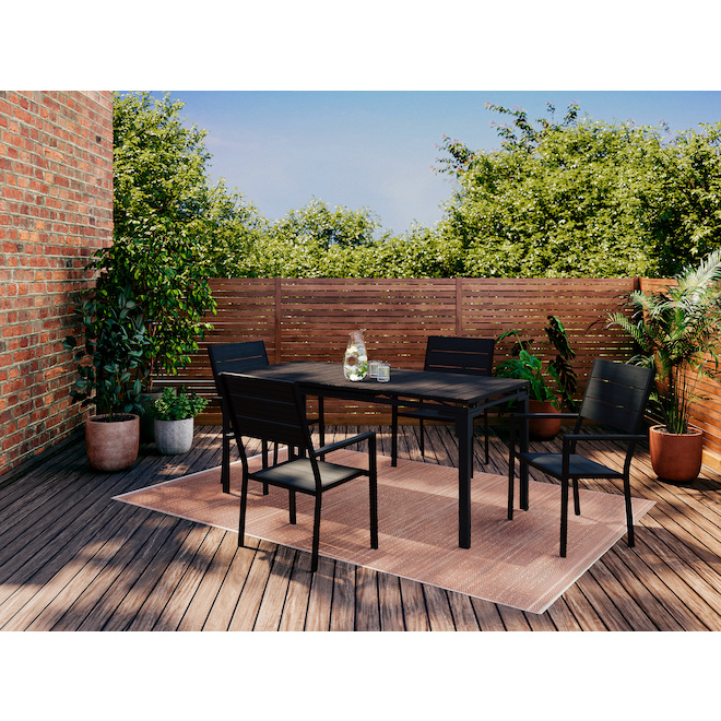 Landon & Co. Stackable Patio Chair with Wood Slats - Black