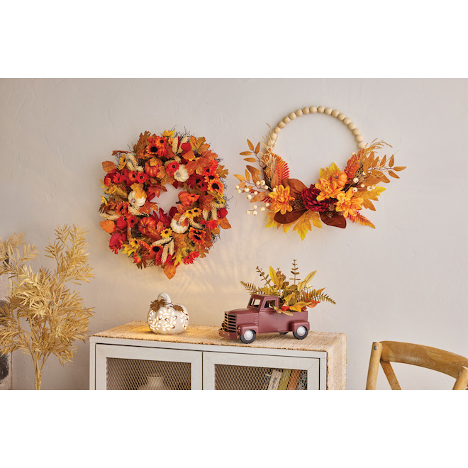 Célébrations BY Landon & Co. White Pumpkin LED 6-in Ceramic Fall/Halloween Decoration