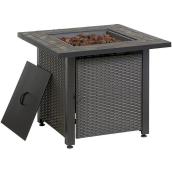 Outdoor Propane Gaz Fire Table with Mosaic Tiles Top 50,000 BTU Steel/Resin Black