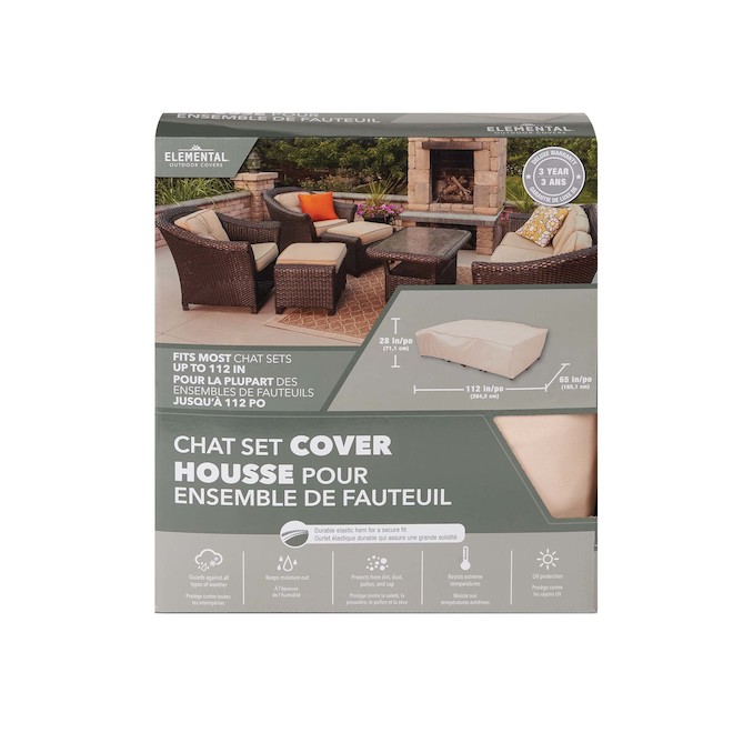 Elemental 112 x 70 x 30-in Taupe Premium Polyester Patio Furniture Cover