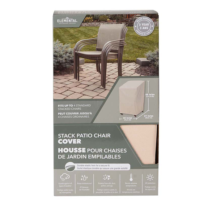 Housse de chaise longue extérieure Elemental en polyester beige 28 x 76 x  30 po