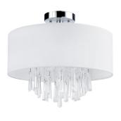 Canarm Naples Fabric Shade Bedroom Light - Ceiling Flush-Mount - 60-Watt E26 Bulbs (Not Included) - Polished Chrome
