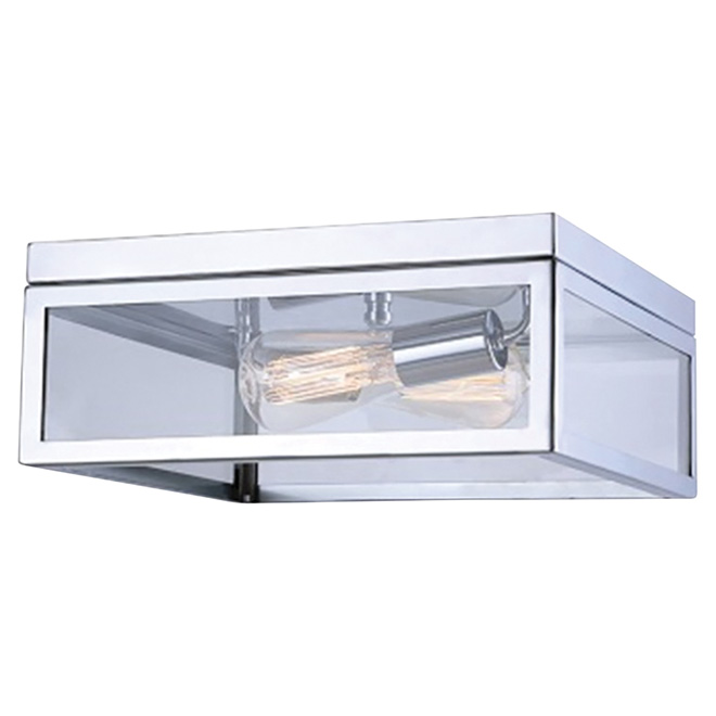 Canarm Langley Flush-Mount Bedroom Light - Clear Glass and Chrome Shade - 60-Watt E26 Bulbs - Easy Connect Installation