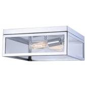 Canarm Langley Flush-Mount Bedroom Light - Clear Glass and Chrome Shade - 60-Watt E26 Bulbs - Easy Connect Installation