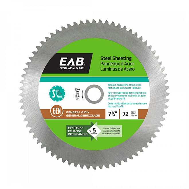 EXCHANGE-A-BLADE EAB Circular Saw Blade 1/4-in dia 72 Teeth  Exchangeable For Metals 1005112 RONA