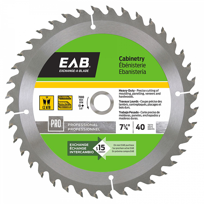 EXCHANGEABLADE EAB Tool Carbide Saw Blade for 7 1/4" x 40