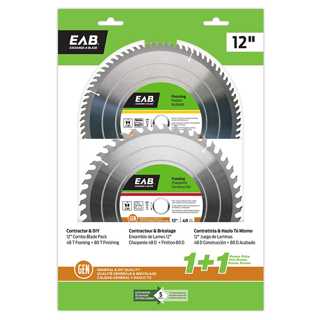 EAB Tool Carbide Framing and Finishing Saw Blades 12" x 48 and 80