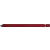EAB Red Industrial Square Screwdriver Bit - Recyclable Alloy Steel - 1/4-in Hex Shank - #2 6-in
