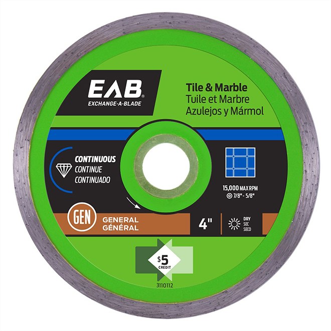 EXCHANGEABLADE EAB Green Series Diamond Continuous Circular Blade 4in Dia 5/87/8in