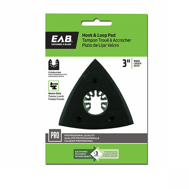 EAB Professional Hoop and Loop Pad for Oscillating Tool - 3-in W - Triangular-Shaped - for Sanding