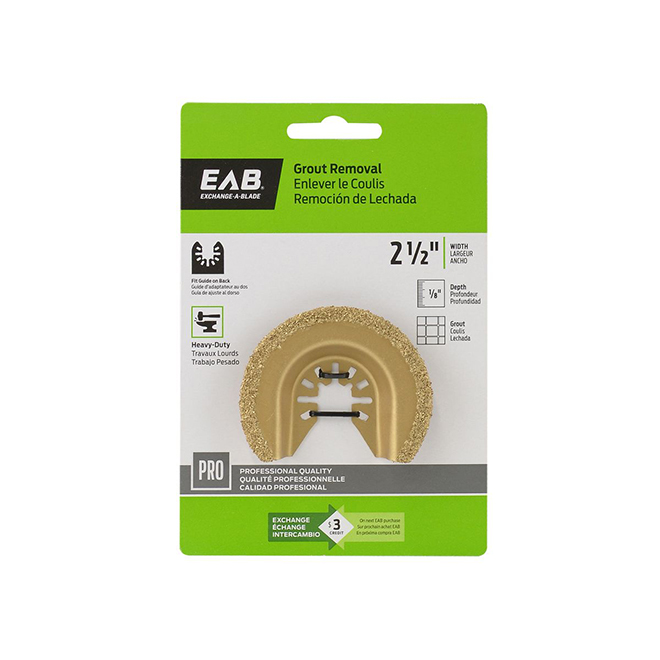 EAB Professional 2 1/2-in Grout Removal blade for Oscillating Tool - 1/8-in Cutting Depth - Heavy-Duty - Steel