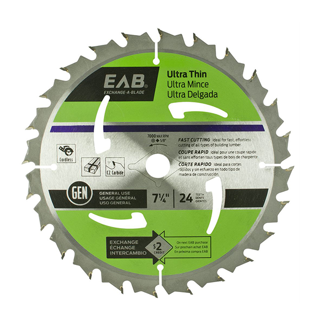 "Ultra-Thin" Saw Carbide Blade - 7 1/4 in. - 24 Teeth - Exchangeable