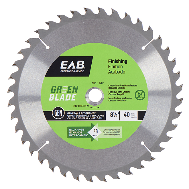 Lame de scie de finition EAB, circulaire, carbure, pour contreplaqué, 40 dents